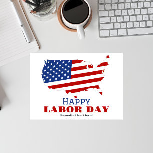 Simple Elegant Labor Day with USA flag Thank You Card