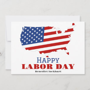 Simple Elegant Labor Day with USA flag Thank You Card