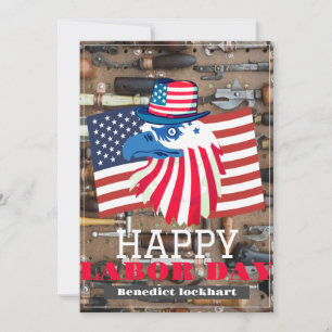 Simple Elegant Labor Day with USA flag Thank You Card