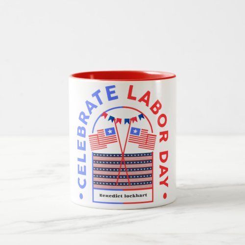 Simple Elegant Labor Day with USA flag Two_Tone Coffee Mug
