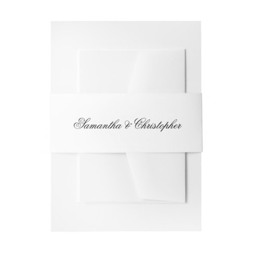 Simple Elegant Lacy Script Names Wedding Invitation Belly Band