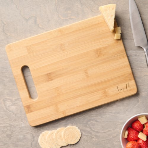 Simple Elegant Last Name with Wedding Date  Cutting Board