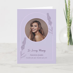 Simple Elegant Lavender Blooms Memorial Funeral Letterpress Thank You Card