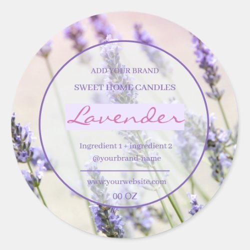 Simple elegant lavender ingredients product  classic round sticker