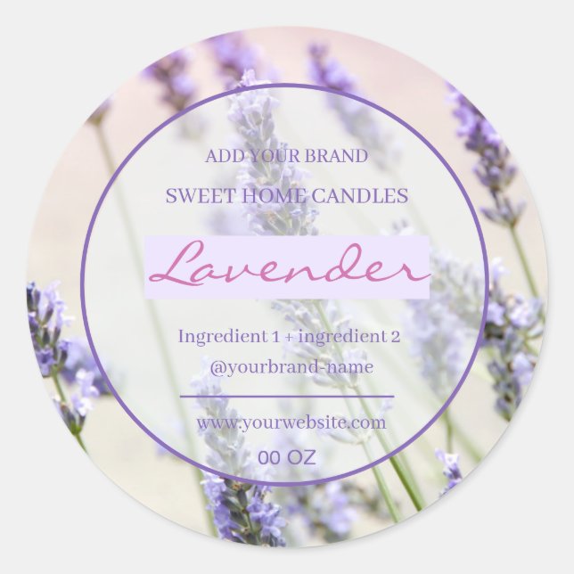 Simple elegant lavender ingredients product  classic round sticker (Front)