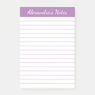 Simple Elegant Lavender Lined Personalized Post-it Notes