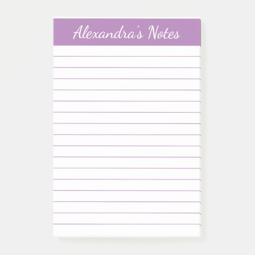 Simple Elegant Lavender Lined Personalized Post_it Notes