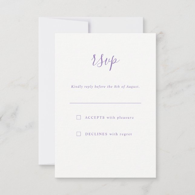 Simple Elegant Lavender Purple Wedding RSVP (Front)