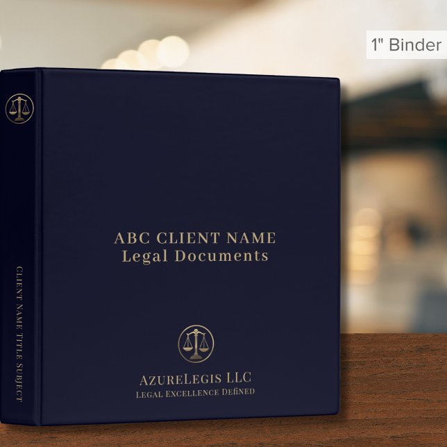 Simple Elegant Lawyer Attorney Navy Blue 3 Ring Binder (Creator Uploaded)