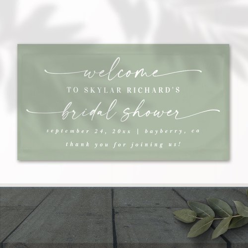 Simple Elegant Leaf Green Bridal Shower Welcome Banner