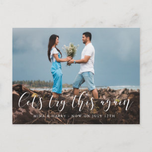 Simple elegant Let's try this again wedding update Postcard