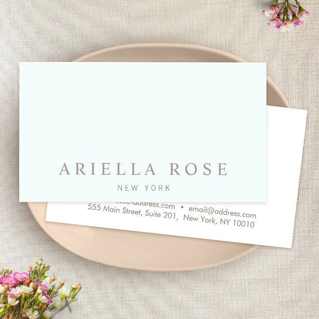 Simple Elegant Light Aqua Blue Professional Business Card (Creator Uploaded)