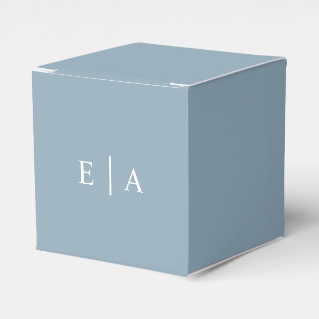 Simple Elegant Light Blue Monogram Favor Boxes (Front Side)