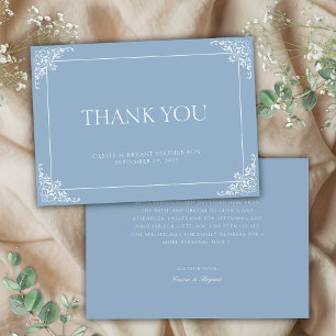 Simple Elegant Light Blue Regency Era Wedding Thank You Card