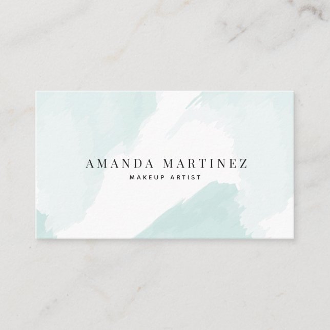 Simple Elegant Light Blue Watercolor Business Card (Front)