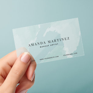 Simple Elegant Light Blue Watercolor Clear Business Cards