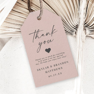 Simple Elegant Light Blush Pink Wedding Thank You Gift Tags