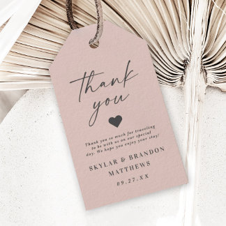 Simple Elegant Light Blush Pink Wedding Thank You Gift Tags