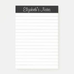 Simple Elegant Light Grey Name Lined Personalized Post-it Notes