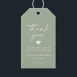 Simple Elegant Light Leaf Green Wedding Thank You Gift Tags<br><div class="desc">Simple Elegant Light Leaf Green Wedding Thank You Gift Tags. This modern wedding or any event Thank You Tag design is simple and minimal with a Plain Solid color Background and trendy signature calligraphy script fonts. Add Your custom couple's Photograph to the back side for a completely personalized look! Shown...</div>