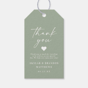 Simple Elegant Light Leaf Green Wedding Thank You Gift Tags