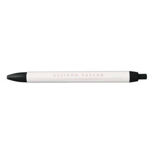  Simple Elegant LIght Pink Custom Name White Black Ink Pen