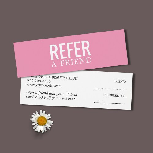 Simple Elegant Light Pink White Referral Card