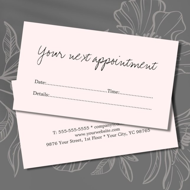 Simple Elegant Light Rose Beauty Appointment Card