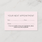 Simple Elegant Light Rose Beauty Salon Appointment Card (Front)