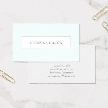 Simple Elegant Light Turquoise Blue Minimalist Business Card Simple Elegant Light Turquoise Blue Minimalist Business Card