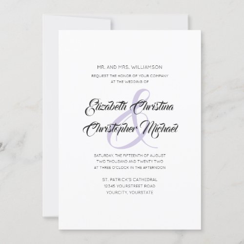 Simple Elegant Lilac Ampersand Amplitude Invitation