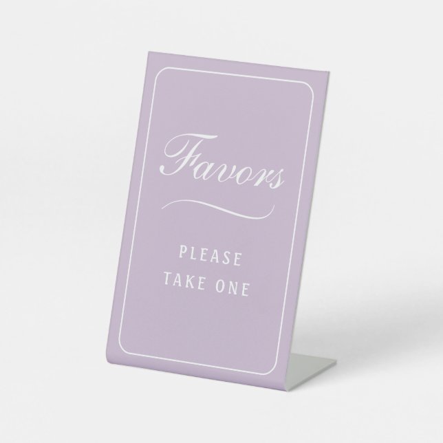 Simple Elegant Lilac Favors Pedestal Sign (Front)