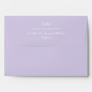 Simple Elegant Lilac Monogram Wedding Envelope