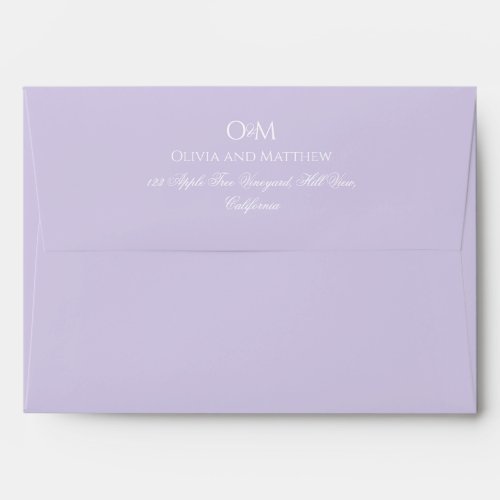 Simple Elegant Lilac Monogram Wedding  Envelope