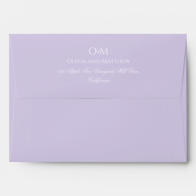 Simple Elegant Lilac Monogram Wedding  Envelope (Back (Top Flap))