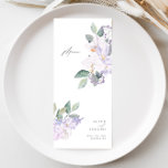 Simple Elegant Lilac Watercolor Wedding Dinner Menu<br><div class="desc">This elegant collection features delicate purple orchids and watercolor greenery leaves paired and a classy calligraphy font. To change details, click «Personalize». All elements adjustable. To move the text and image or change the size, font or color, click «Click to customize further». View the collection link on this page to...</div>