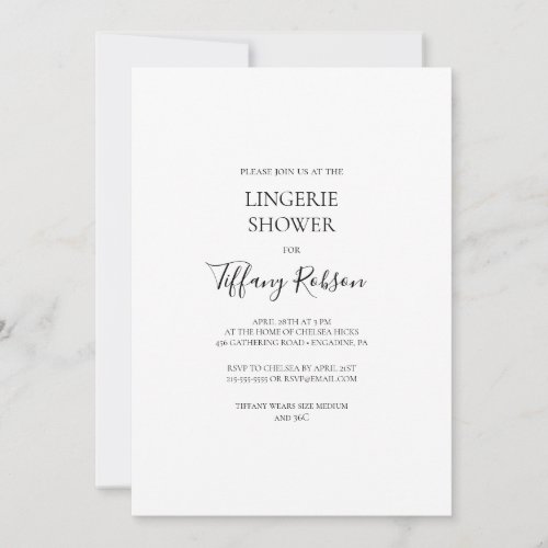 Simple Elegant Lingerie Shower Invitation