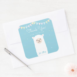 Simple Elegant llama Alpaca Thank You For Coming Square Sticker