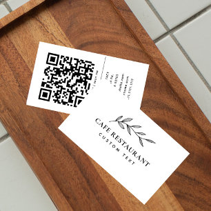Simple Elegant Logo or QR Hospitality Business Business Card