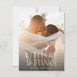 Simple Elegant Love and Thanks Wedding Photo Thank You Card
