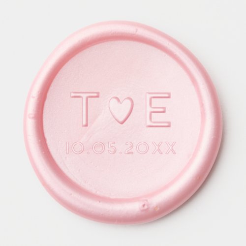 Simple Elegant Love Heart Monogram Initial Date Wax Seal Sticker