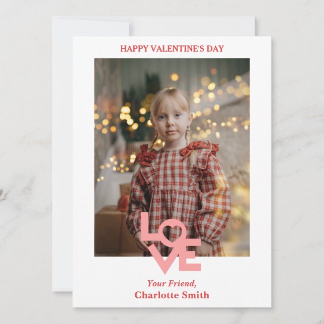 Simple Elegant Love photo classroom valentines  Holiday Card (Front)