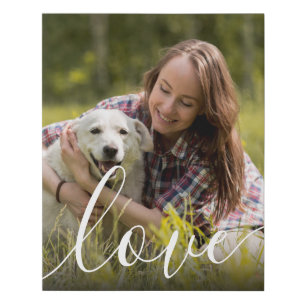 Simple Elegant Love Script Pet Dog Photo Faux Canvas Print