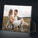 Simple Elegant Love Script Wedding Customize Photo Plaque<br><div class="desc">A simple modern and elegant photo plaque for wedding couple memories easy to personalize and customizable</div>