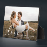 Simple Elegant Love Script Wedding Customize Photo Plaque<br><div class="desc">A simple modern and elegant photo plaque for wedding couple memories easy to personalize and customizable</div>