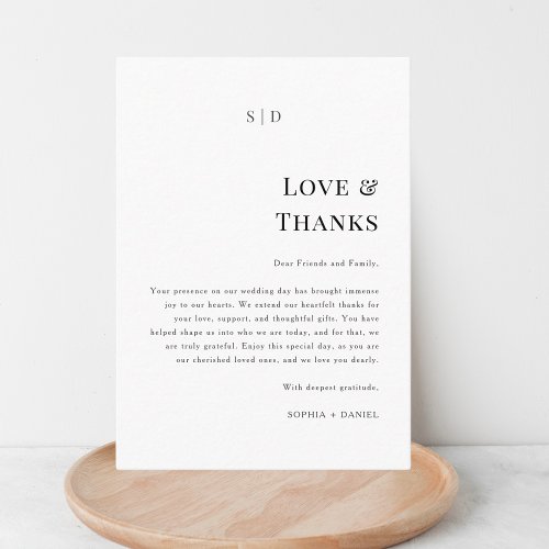 Simple Elegant Love  Thanks Wedding Thank You Place Card