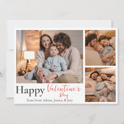 Simple Elegant Love valentines day couple 3 photo Holiday Card