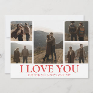 Simple Elegant Love valentine's day couple 5 photo Holiday Card