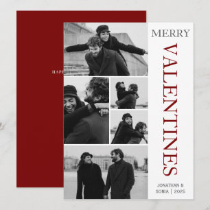 Simple Elegant Love valentines day couple 5 photo Holiday Card