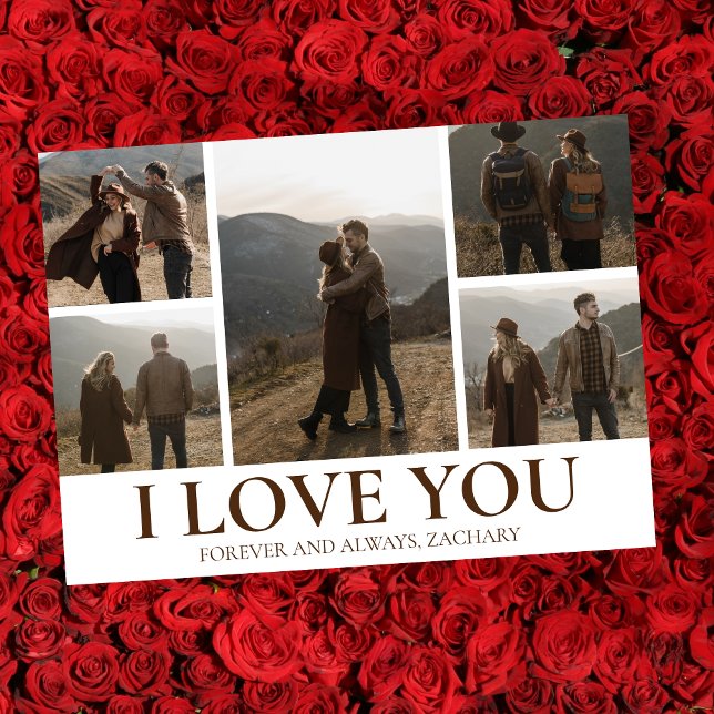 Simple Elegant Love valentine's day couple 5 photo Holiday Card (Creator Uploaded)